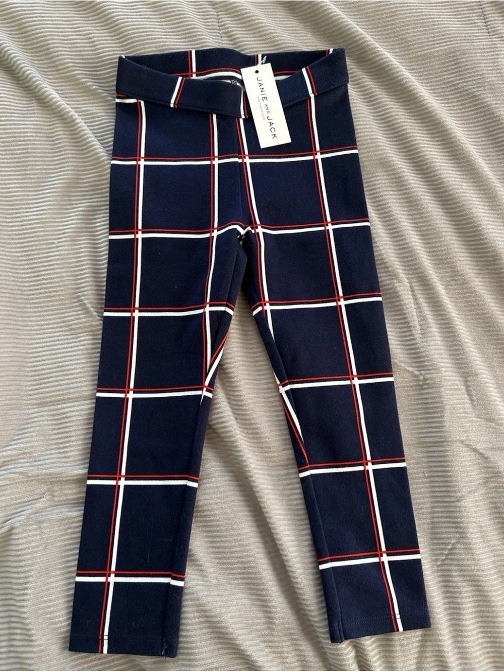 Janie and Jack Girl's Tartan Plaid Pull-On Leggings Red/Blue/White, Size 3 NWT